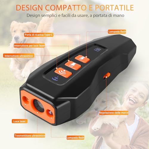 kacylzom Antibell für Hunde - Ultraschall Hundebell Stopper mit 3 Einstellbaren Frequenzen Anti Bell Gerät Hunde 30 Fuß Reichweite Automatischer Anti Bellen Funktion für Innen & Außengebrauch