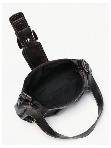 Image of GORGLITTER Women's Y2k Shoulder Bag Buckle Western Vintage Hobo Pu Leather Handbags with Coin Purse
