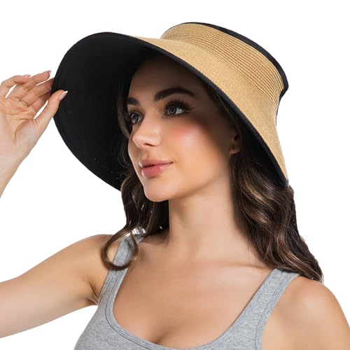Visera de paja para mujer con ala ancha verano playa miniatura 6