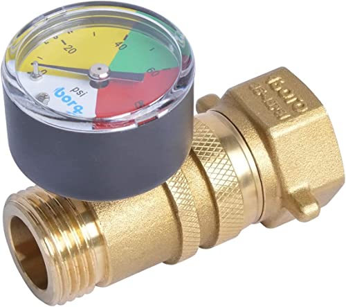 Image of RV Water Pressure Regulation,3 /4 inch Garden Hose Thread, for RV Camper, Hose, Trailer, Setting 35-45 Psi (with Gauge)