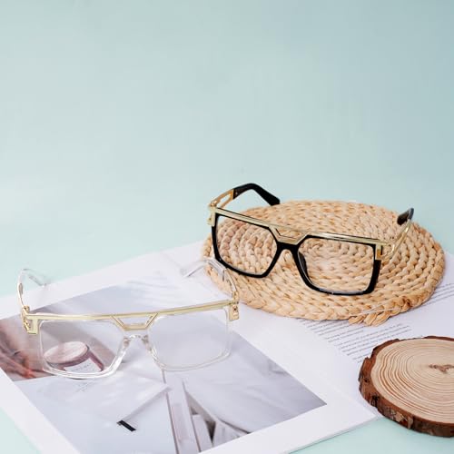 2 Pairs 80s 90s Sunglasses for Women Men Hip Hop Glasses Retro DJ Rapper Costume Accessory4