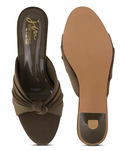 Image of JM LOOKS Women Elegant Knot Front Kitten Heel Sandals Stylish Slip On Low Block Dress Mules