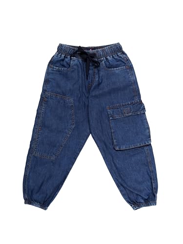 Image of KiddoPanti Boys Denim Cargo Jogger Jeans with Elastic Waist & Utility Pockets