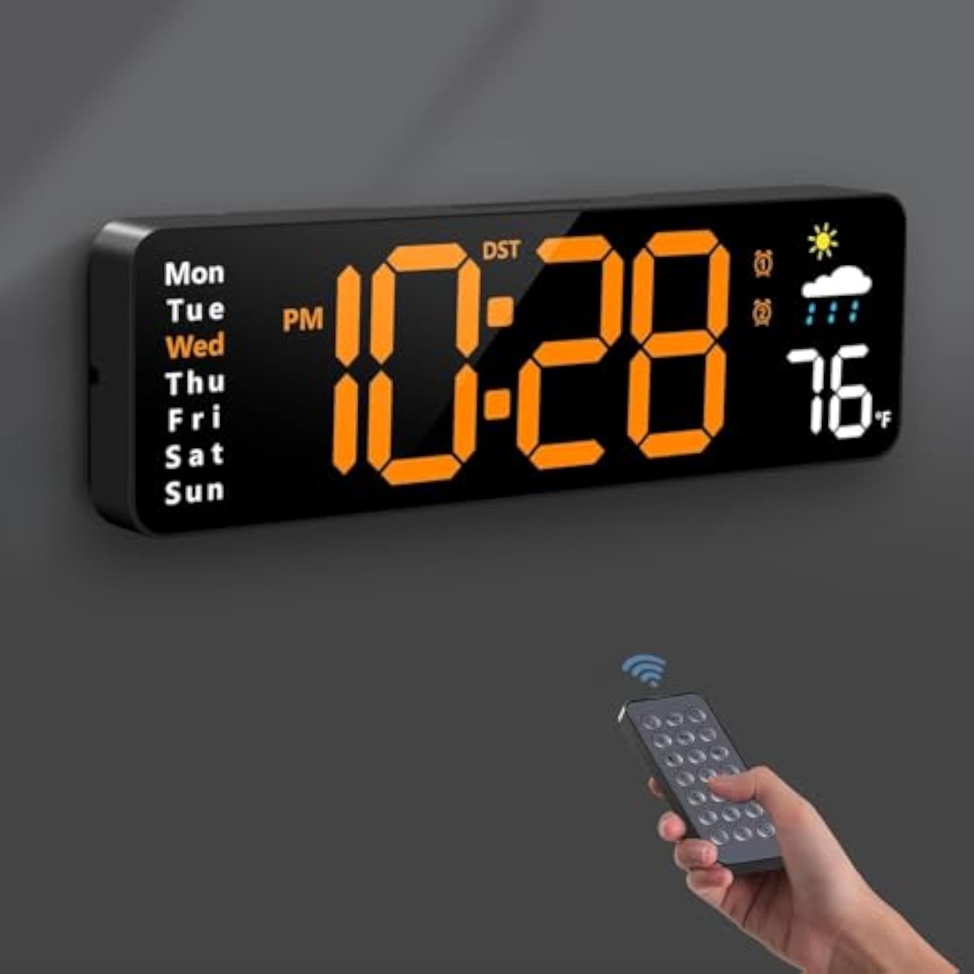 Digital Wall Clock, Large Display with Remote