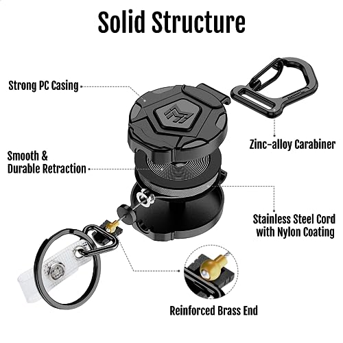 image for MNGARISTA 4-Pack Retractable Keychain, Heavy Duty Carabiner Badge Hold