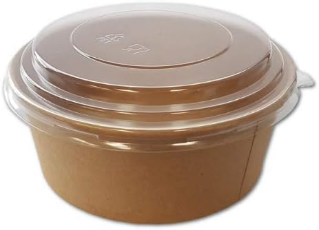 45 Pack, Deli Kraft Paper Bowl With Secure Clear Lids| Eco-Friendly Microwavable Round Food Containers | Hot Or Cold Dish To Go Packaging, Great For Restaurants And Take Outs. (32 oz, Kraft Bowls)