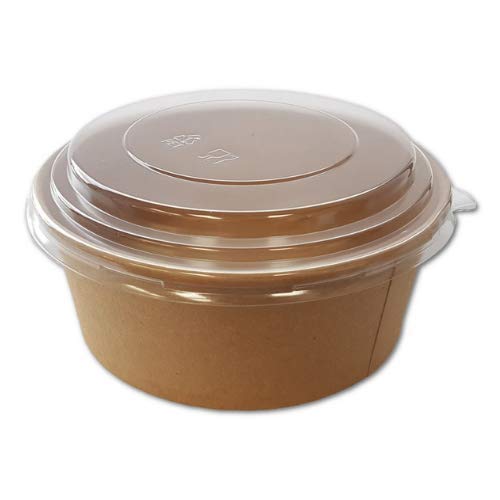 45 Pack, Deli Kraft Paper Bowl With Secure Clear Lids| Eco-Friendly Microwavable Round Food Containers | Hot Or Cold Dish To Go Packaging, Great For Restaurants And Take Outs. (32 oz, Kraft Bowls)