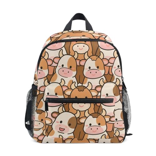 Crowded Cows Brown Toddler Girls Boys Backpack Kids School Bookbag with Name Tag