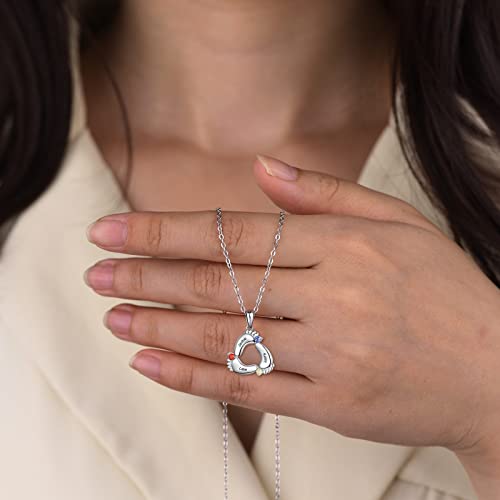 Personalized Mothers Name Necklace with Heart Birthstone Necklace for Women Custom Mom Necklace for Mother's Day4