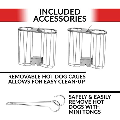 Nostalgia 4 Slot Hot Dog And Bun Toaster With Mini Tongs, Hot Dog Toaster Works With Chicken, Turkey, Veggie Links, Sausages And Brats, Metallic Red #TOP2