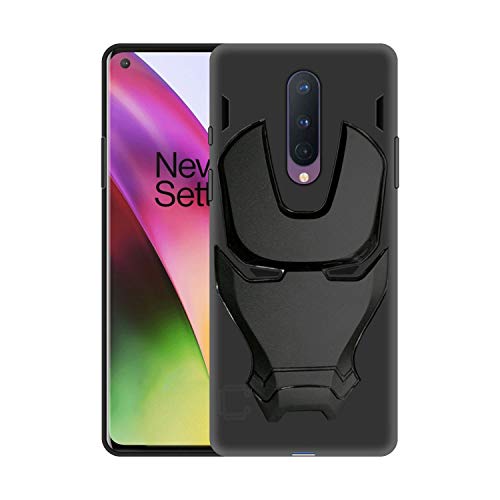 Image of COVERLY Official 3D Touch Feel Trending Avengers Logo Mask Soft Rugged Grip Iron Man Super Power Cartoon Movie Silicone Matte Back Cover for OnePlus 8 / One Plus 8 / OnePlus8 -HD Black Avenger