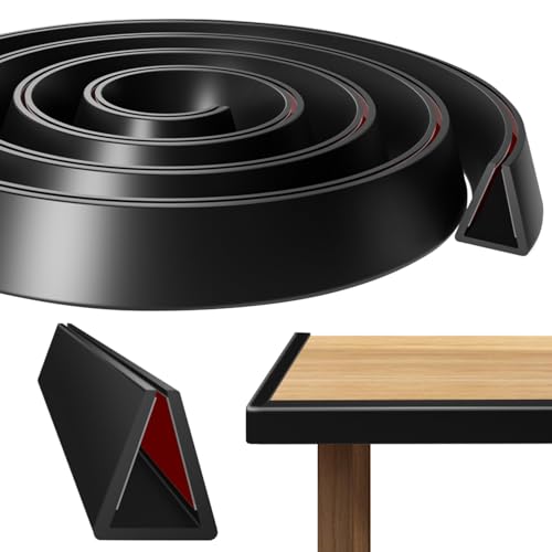 Forma U Cinta de Madera Cantos Protector de Cantos Autoadhesivo Silicona Cinta Autoadhesiva para Muebles para Uso En Esquinas Armarios De Mesa Protección Bebés Negro 12mm*3metros (3, Negro, 12)