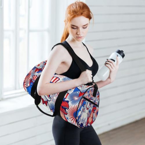 Bolsa de gimnasio ligera y espaciosa con motivos patrióticos de T-Rex para entrenar 6