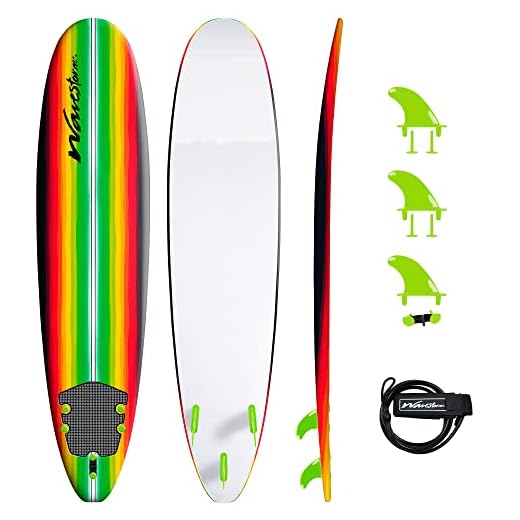 Wavestorm 8ft Classic Longboard Surfboard (Tri-Color Fade)