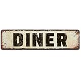 Vuptrti Vintage Diner Metal Tin Sign, Unique Wall Decor, 4 x 16 Inch