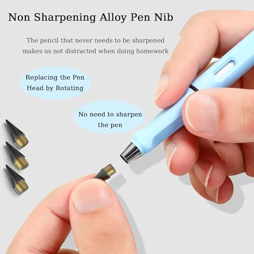 DaiUni Unendlichkeitsstifte, wiederverwendbare Bleistifte, 4 Stück, 4 austauschbare Ersatzminen