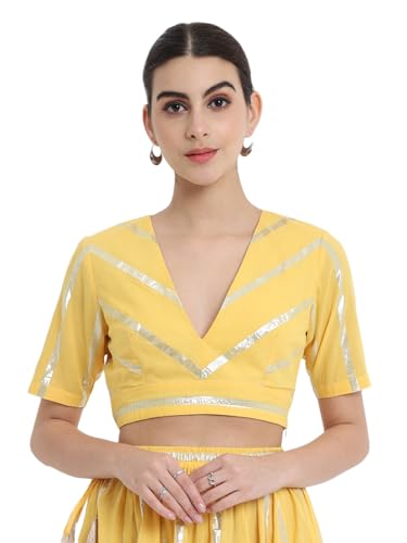 Image of Thevasa Women's Everyday Divine Depth V Neck Half Sleeves Blouse