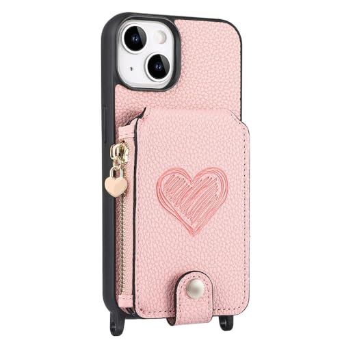 Étui lanière iPhone 11 Pro portefeuille cuir rose avec sac à main
