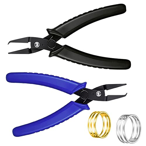 2 PCS Jewelry Pliers and 2PCS Jump Ring Open/Close Tool, Jump Ring Opening Closing Rings Tool with Jump Ring Opening Pliers for Jewelry Beading Repair Making Supplies