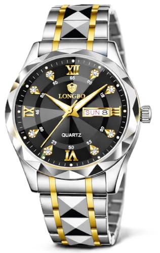 Image of LONGBO Zenith Diamond Analog Watch for Men Business Stainless Steel Watches Luxury Men's Wristwatch | Birthday Gift for Men | Gift for Husband | Gift for Brother