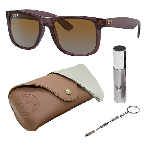 Ray-Ban RB4165 Square Shape Polarized Sunglasses for Men – Includes Official Rayban Eyewear Kit – Ideal Formal & Casual Wear Sunglasess – Brown Lens