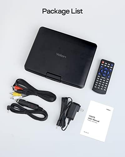 YOTON 9.5" Portable DVD Player with 7.5" HD Swivel Screen for Car and Kids, 4-6 Hours Working time with Built-in Battery, Earphone/AV-IN/AV-OUT USB/SD Support [Not Support Blu-ray]