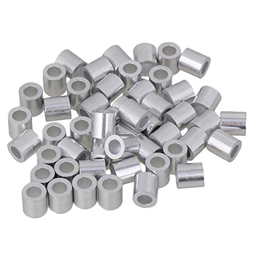 Manguito M4 de aluminio BQLZR para cable de acero de 4 mm con orificios redondos 50 piezas