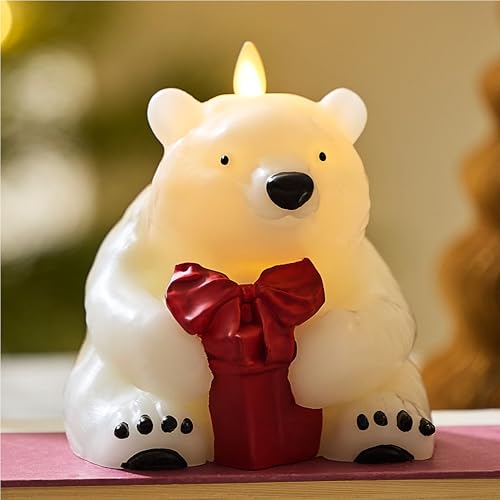 Bougie LED en forme d ours polaire Luminara pour illuminer vos soirees d hiver au coin du feu