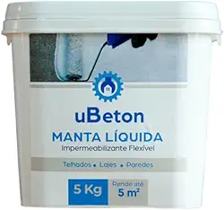 Manta Líquida Impermeabilizante Flexível Emborrachada - Parede Laje Telhado-Balde 5 kg - Ubeton
