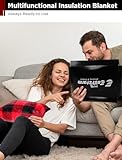 E EASTSTORM Reisedecke Autodecke, 300gsm Hautfreundliche Flanell-Innenausstattung mit Kissenverpackung, PU 3000 Wasserdicht, Warme Winddichte Camping Outdoor Decke, Hoodie Decke Geschenk, 200x140CM