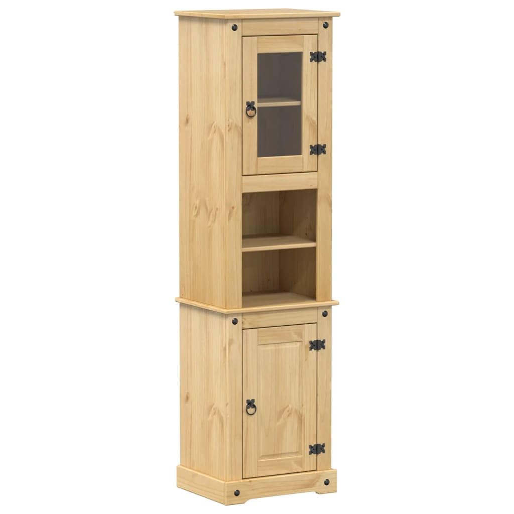 Armario de baño Corona 50 x 40 x 185 cm de madera maciza de pino con asas de metal y amplio espacio de almacenamiento para cuarto de baño