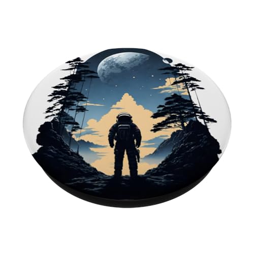 lost Space pilot walking in unexplored outside space PopSockets Swappable PopGrip, Black - Image 2