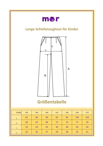 MOR Jungen Schlafanzughose Lang Pyjamahose Kinder (Grau, 158)