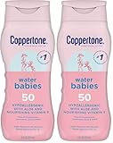 Coppertone WaterBabies Baby Sunscreen Lotion SPF 50, Hypoallergenic Sunscreen for Babies, Water Resistant, Pediatrician Recommended, 8 Fl Oz Bottle (Pack of 2)