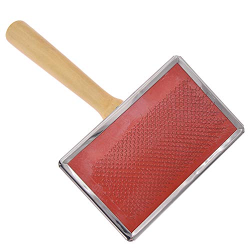 Kesheng Schaffell-Teppichbürste, Nadelkamm, Holzgriff, Haustierpflege für Haare, Haustierbürste, Schönheitsbürste, Hundezubehör