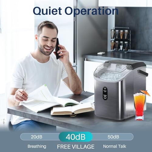 Free Village Z5815SNH-SILVER (HZB-15N/S) Nugget Ice Maker Countertop, Pebble Ice Maker Machine With Soft Chewable Ice, 34Lbs/24H, Self-Cleaning, One-Click Operation, Stainless Steel, Crushed Ice Maker For Home Kitchen Office thumb #5