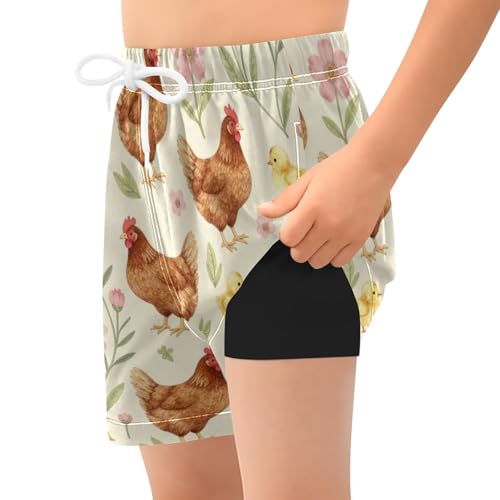 Short de bain double couche pour garçon avec coupe ample