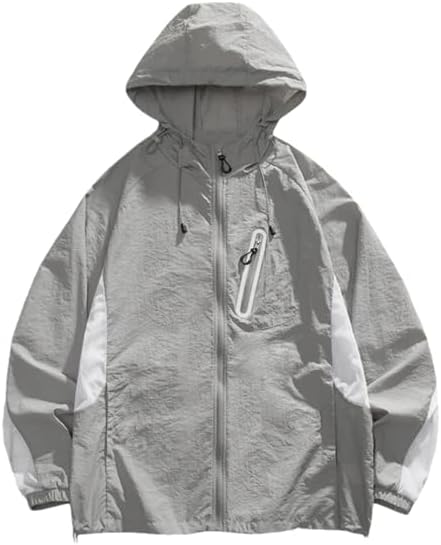 Men Casual Sports Long Sleeve Full Zip Jacket Men's Gym Workout Quick Dry Running Jacket Hiking Fishing Shirts