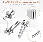 Proster 210PCS Aluminum Blind Rivets Assortment Kit - 8 Most Common Sizes (3/32" to 1/4") for DIY, Auto Repair, Metalworking & Home Maintenance with Portable Storage Case