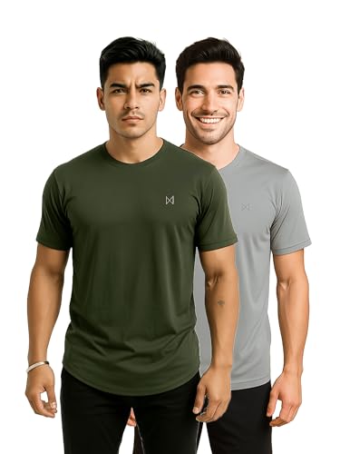 Image of Force NXT Men's Premium Microfiber Fabric Solid T-Shirt | Round Neck Half-Sleeves T-Shirt for Men | Sweat Wicking with Label Free for Daily Uses