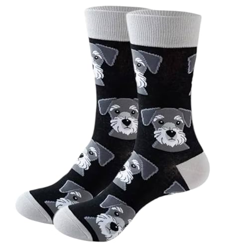 LYF STILE Mini Schnauzer Dog Novelty Funny Socks - Dog Head - Cotton Blend Gift Mens Womans UK Size 5-11 - 1 Pair