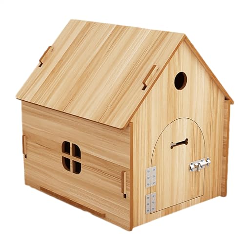ドッグハウス 犬小屋 室内屋外両用ペットハウス 木目調 外猫ハウス おしゃれ猫舍・犬舎 小型犬・猫用窓付き猫小屋 工具不要組み立て簡単 犬 ハウス 木製ゲージ風かわいい犬小屋 ペットハウス (ライトウォルナット材(扉付き),XL)