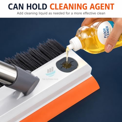 Image of 3-in-1 Bathroom Cleaning Brush with Wiper, Long Handle 180 Rotating Floor Scrub Brush for Tiles, Toilet, Kitchen & Bathroom, V-Shaped Bristles Cleaning Tool