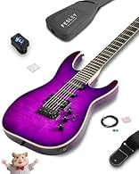 PREMIUM TONEWOODS FOR SUPERIOR SOUND: The Fesley solid body electric guitar showcases a striking AAA flame maple top, adding both visual allure and exceptional tonal clarity. Paired with a lightweight poplar body, it produces a well-balanced, resonan...