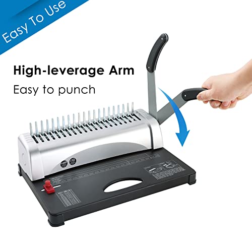 Flkqc Binding Machine | 21 Holes Punch Binding Comb Machine, 450 Sheets, Paper Punch Binder With Starter Kit 100 Pcs 3/8'' Pvc Comb Bindings For Letter Size, A4, A5 Or Smaller Sizes Office Documents #TOP5