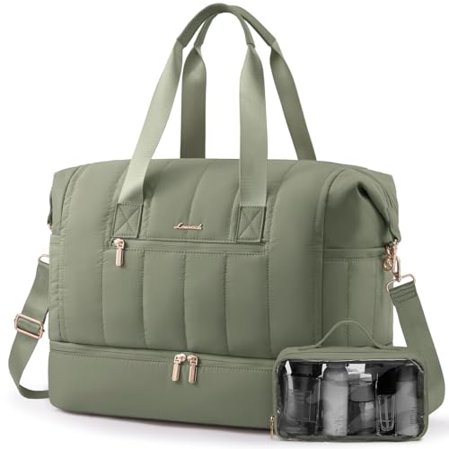 LOVEVOOK Reisetasche Damen, Weekender Tasche, Große Puffer Handgepäck Reisetaschen mit Schuhfach & Nassfach, Kliniktasche Geburt, Sporttasche, Travel Bag für Reisen, Urlaub, Wochenende, Fitnessstudio