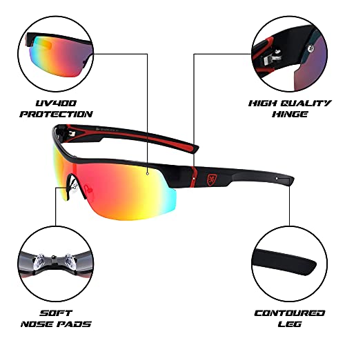 Khan Coil - Lightweight Men's Half Frame Sports Sunglasses UV 400 Protection2