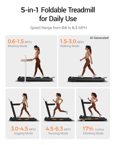 Image of Walking Pad Treadmill with 17% Incline,Foldable Treadmill with Handles