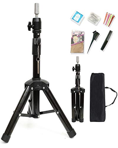 Lihui Wig Stand Tripod Wig Head Stand Mannequin Head Stand, Adjustable Mannequin Stand Tripod Wig Stand For Styling