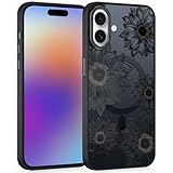 Coiwxmoi Magnetische Handyhülle für iPhone 17 6,3" Hülle, Kompatibel mit MagSafe, Aesthetic Blumen Muster Transluzente Mädchen Case, Matte PC Dünn TPU Bumper Stoßfest Schutzhülle Cover - Schwarz 01